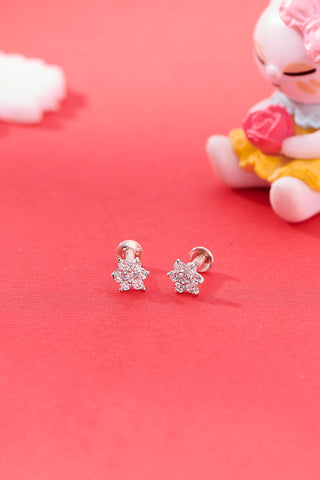 Nipura 925 Sterling Silver Zircon Twinkle Star Studs for Kids