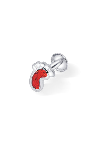 Nipura 925 Sterling Silver Red Tiny Toes Studs for Kids