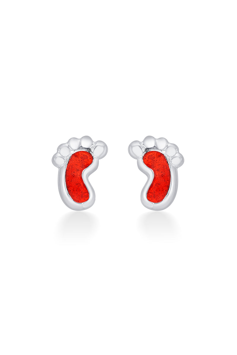 Nipura 925 Sterling Silver Red Tiny Toes Studs for Kids
