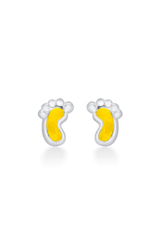 Nipura 925 Sterling Silver Yellow Tiny Toes Studs for Kids