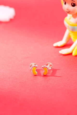 Nipura 925 Sterling Silver Yellow Tiny Toes Studs for Kids