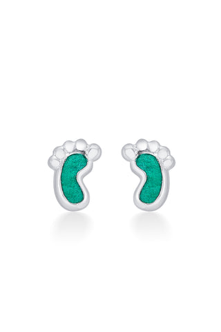 Nipura 925 Sterling Silver Green Tiny Toes Stud Earring