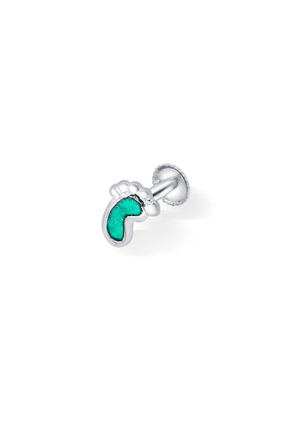 Nipura 925 Sterling Silver Green Tiny Toes Studs for Kids