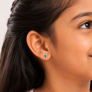 Nipura 925 Sterling Silver Green Tiny Toes Studs for Kids
