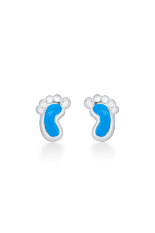 Nipura 925 Sterling Silver Blue Tiny Toes Studs for Kids