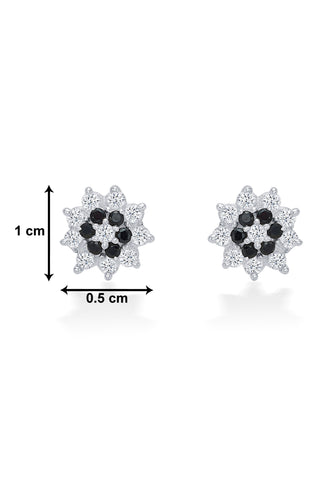 Nipura 925 Sterling Silver Gracie Black  Floral Stud Earring