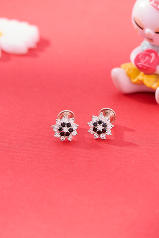 Nipura 925 Sterling Silver Gracie Black  Floral Stud Earring