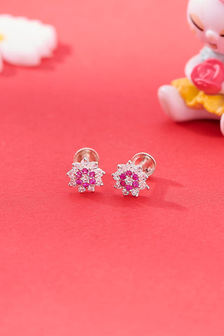 Nipura 925 Sterling Silver Gracie Pink Floral Stud Earring