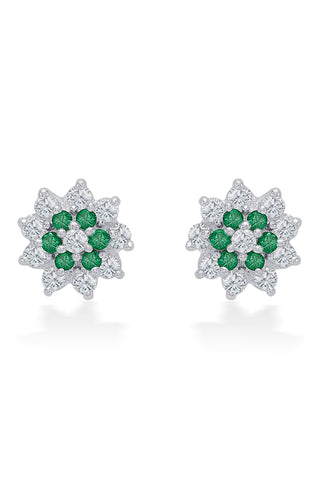 Nipura 925 Sterling Silver Gracie Green Floral Studs for Kids