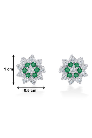 Nipura 925 Sterling Silver Gracie Green Floral Stud Earring