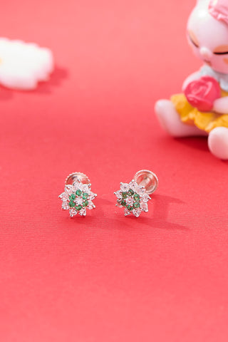 Nipura 925 Sterling Silver Gracie Green Floral Stud Earring