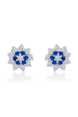 Nipura 925 Sterling Silver Gracie Blue Floral Studs for Kids