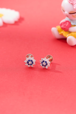 Nipura 925 Sterling Silver Gracie Blue Floral Stud Earring