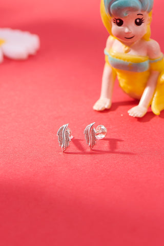 Nipura 925 Sterling Silver Tiny Magic Leaf Studs for Kids