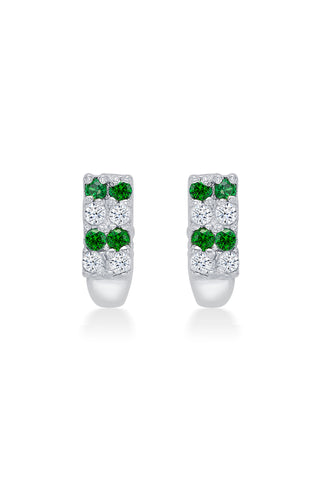 Nipura 925 Sterling Silver White-green Twinkling Stud Earrings