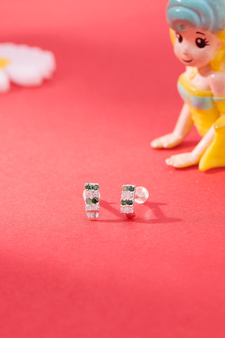 Nipura 925 Sterling Silver White-green Twinkling Studs for Kids