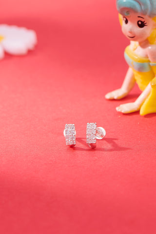 Nipura 925 Sterling Silver Zircon Twinkling Studs for Kids