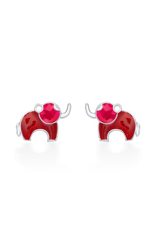 Nipura 925 Sterling Silver Red Dumboo Stud Earrings