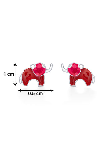 Nipura 925 Sterling Silver Red Dumboo Studs for Kids