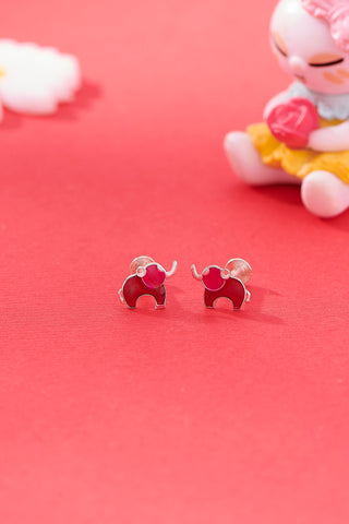 Nipura 925 Sterling Silver Red Dumboo Studs for Kids