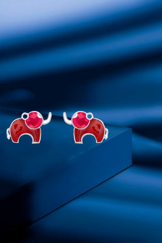 Nipura 925 Sterling Silver Red Dumboo Studs for Kids