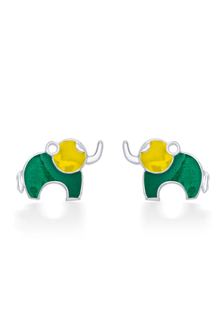 Nipura 925 Sterling Silver Green Dumboo Stud Earrings