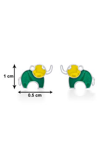 Nipura 925 Sterling Silver Green Dumboo Studs for Kids