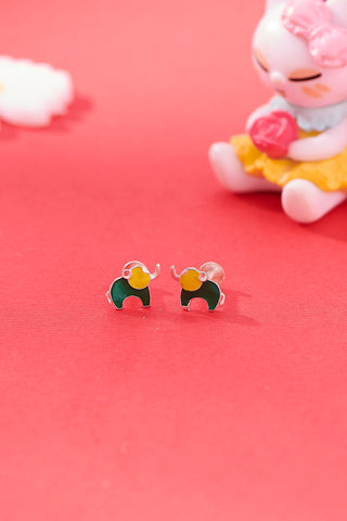 Nipura 925 Sterling Silver Green Dumboo Studs for Kids