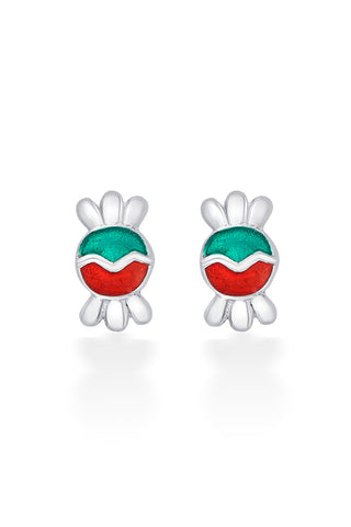 Nipura 925 Sterling Silver Green-red Toffee Twinkle Stud Earrings