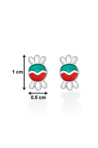 Nipura 925 Sterling Silver Green-red Toffee Twinkle Studs for Kids