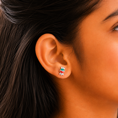 Nipura 925 Sterling Silver Green-red Toffee Twinkle Studs for Kids