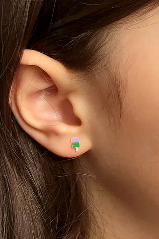 Nipura Sterling Silver Sweet Candy Charm Stud Earrings for Girls, Baby | Green Candy Design | Cute Earrings for Kids | Stylish Silver Studs