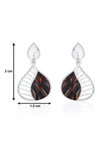 Nipura 925 Sterling Silver Brown Enamel Tear Drop Earrings