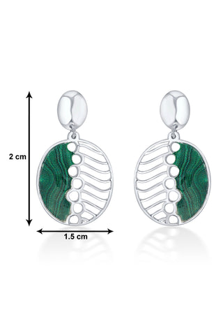 Nipura 925 sterling silver green enamel circular shape earrings