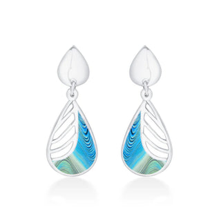 925 Sterling Silver Blue Enamel Modern Earrings