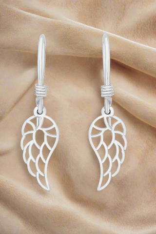 Nipura 925 Sterling Silver Angel Wing Laser-cut Drop Earrings