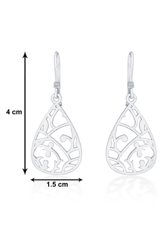 Nipura 925 Sterling Silver Floral Laser-cut Drop Earrings