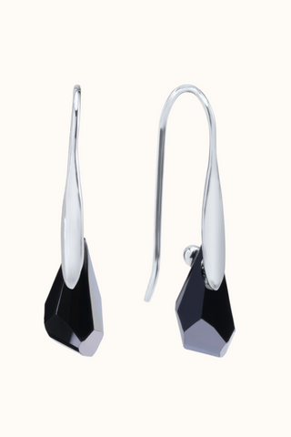 Nipura Certified 925 Sterling Silver Elegant Black Austrian Crystal -Rhodium Plated Earrings – Lifetime Guaranteed, Skin-Friendly & Tarnish-Resistant - Crystals from Austria