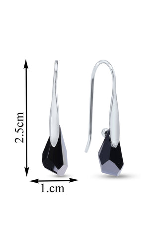 Nipura Certified 925 Sterling Silver Elegant Black Teardrop Austrian Crystal Pendant Earrings Set