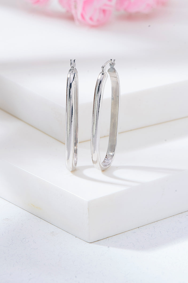 Nipura 925 Sterling Silver Oval Hoop Earrings- Medium