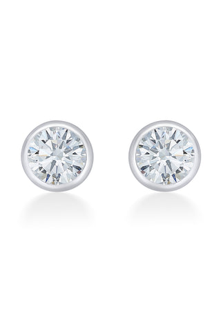 Nipura 925 Sterling Sliver Bezel Zircon Solitaire Earrings