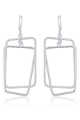 Nipura 925 Sterling Silver Assymetric Rectangle Earrings