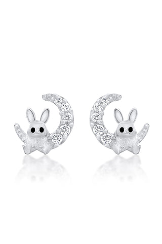 Nipura 925 Sterling Silver Moonlight Charm Stud Earrings for Kids