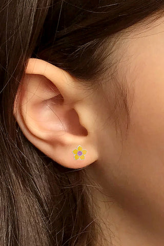 Nipura 925 Sterling Silver Bloom Charm Stud Earrings for Kids