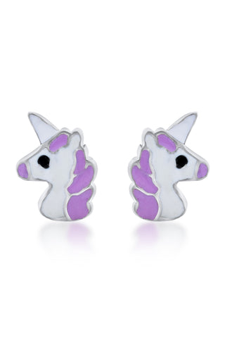 Nipura 925 Sterling Silver Unicorn Magic Stud Earrings for Kids