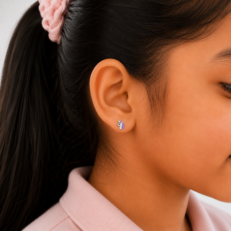 Unicorn Magic 925 Sterling Silver Stud Earrings for Kids