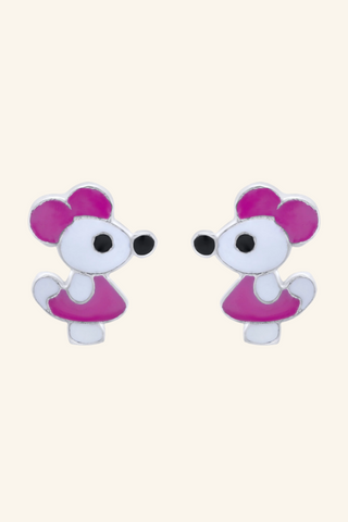 Nipura 925 Sterling Silver Little Mouse Stud Earrings for Kids