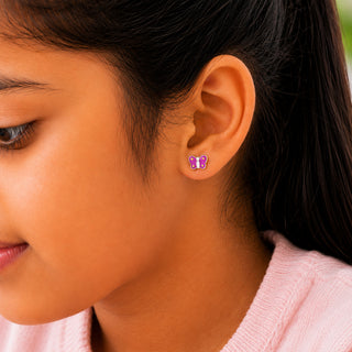 Butterfly Dazzle 925 Sterling Silver Stud Earrings for Kids