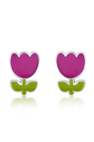 Nipura 925 Sterling Silver Rosy Glow Charm Stud Earrings for Kids