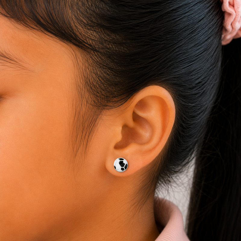 Kick-Off Twinkle 925 Sterling Silver Stud Earrings for Kids